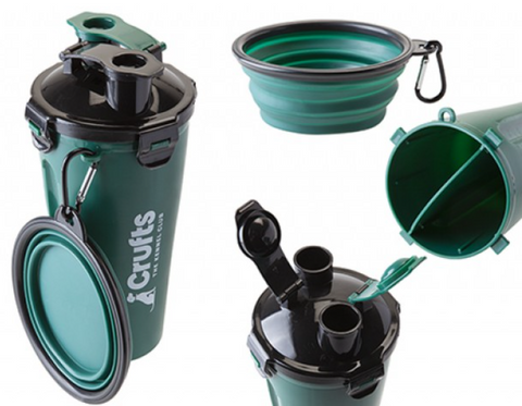 Crufts 2-in-1 Travel Food & Water Bottle
